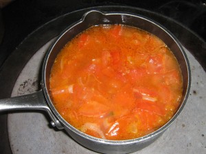 Tomato soup being made at High Blean B&B Bainbridge, Askrigg