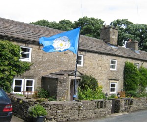 Yorkshire White Rose flag fly's at High Blean B&B Askrigg in the Heart of the Yorkshire Dales Secluded B&B over looking Semer Water