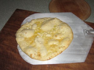 Garlic pizza bread just out of the oven at High Blean B&B Askrigg