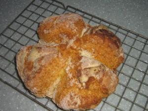 Soda bread on cooling wire tray at High Blean B&B Askrigg