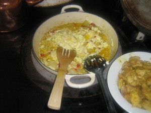 Making a chicken curry at High Blean B&B Bainbridge